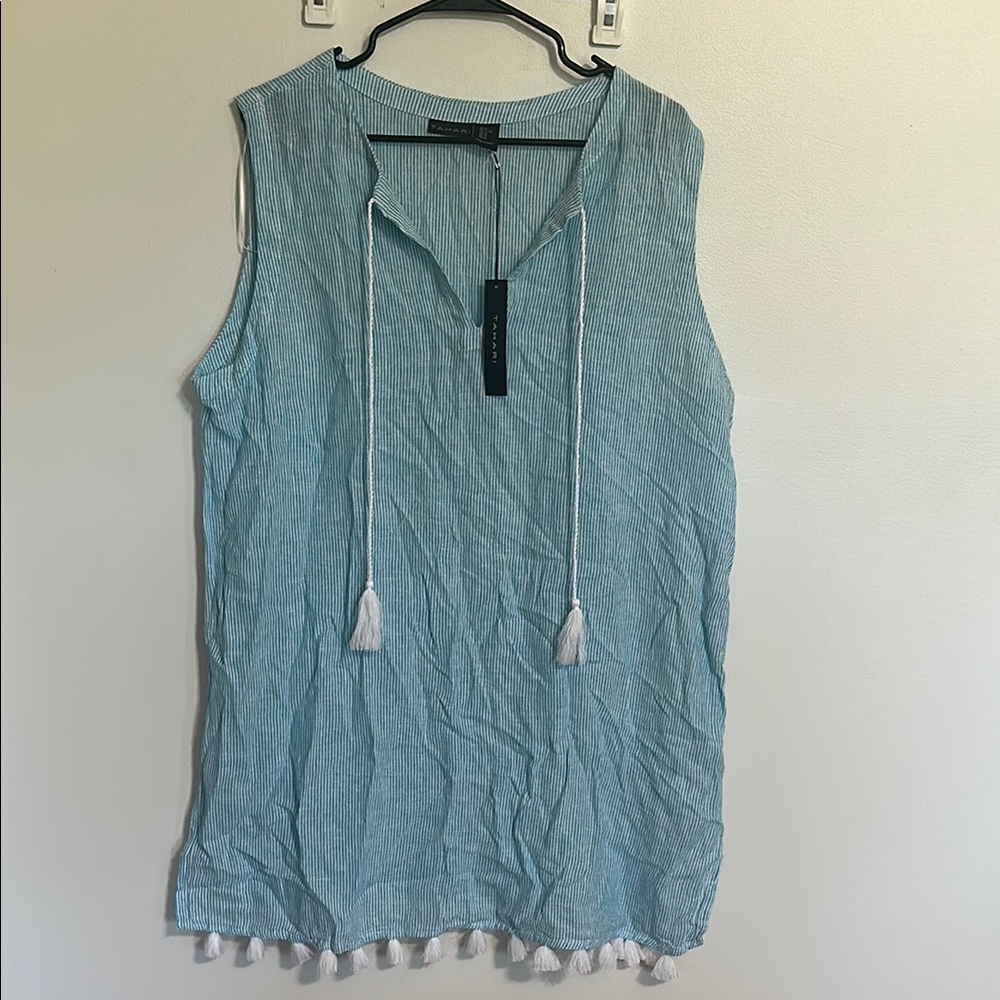 Tahiti Sleeveless Tunic, dress, or beach cover-up with Tassels